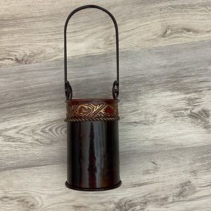 Red, Black, Gold Decorative Metal Wine Bottle Holder Red, Black & Gold 14" Tall